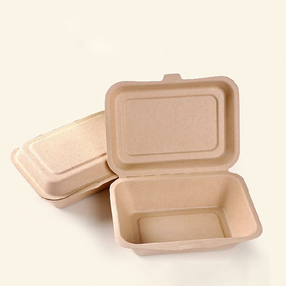 50pcs 600ml Disposable Containers Paper Food Takeout Box Eco-friendly Lunch Doggy Boxes