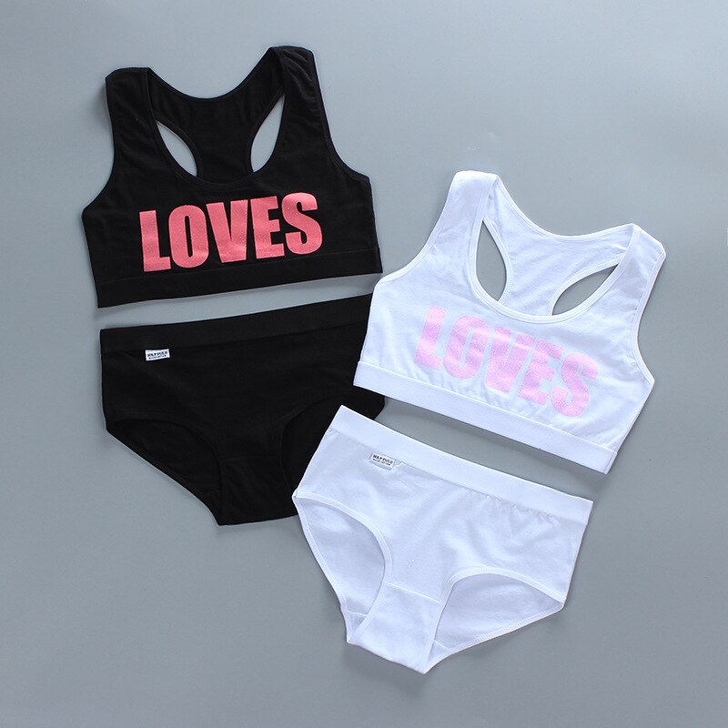 Katoen Meisjes Beha En Panty Sets Tienermeisjes Katoenen Training Beha + Slipje Kids Sport Beha Slipje Ondergoed