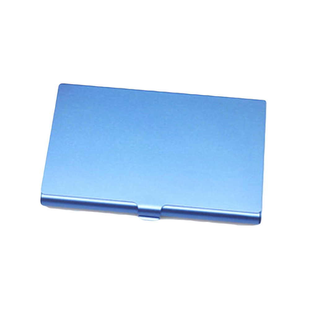 Visitenkarten-Aufbewahrungsbox, Visitenkarten-Box, tragbare Kreditkarten-Box, farbiges Metall, kleine Visitenkartenhalter, Box aus Aluminiumlegierung: Blau