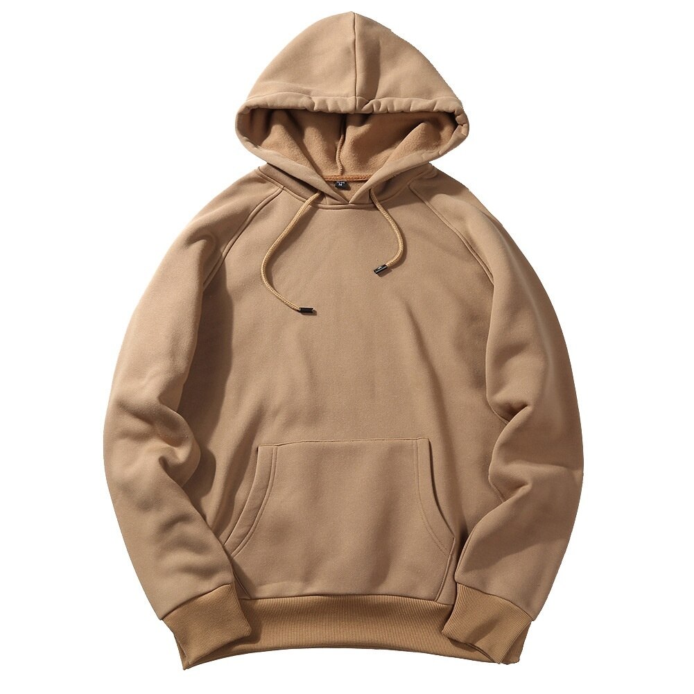 5 färger enfärgad herr höst vinter casual hoodies tjocka huvtröjor: Kaki / Asiatisk storlek l