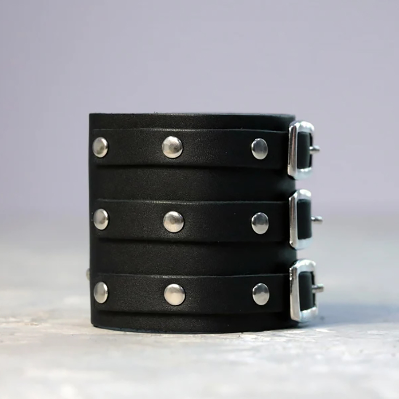 Vintage læderarmbånd armbånd manchet goth metal armbånd skjult spænde justerbar gothic punk armbånd herresmykker