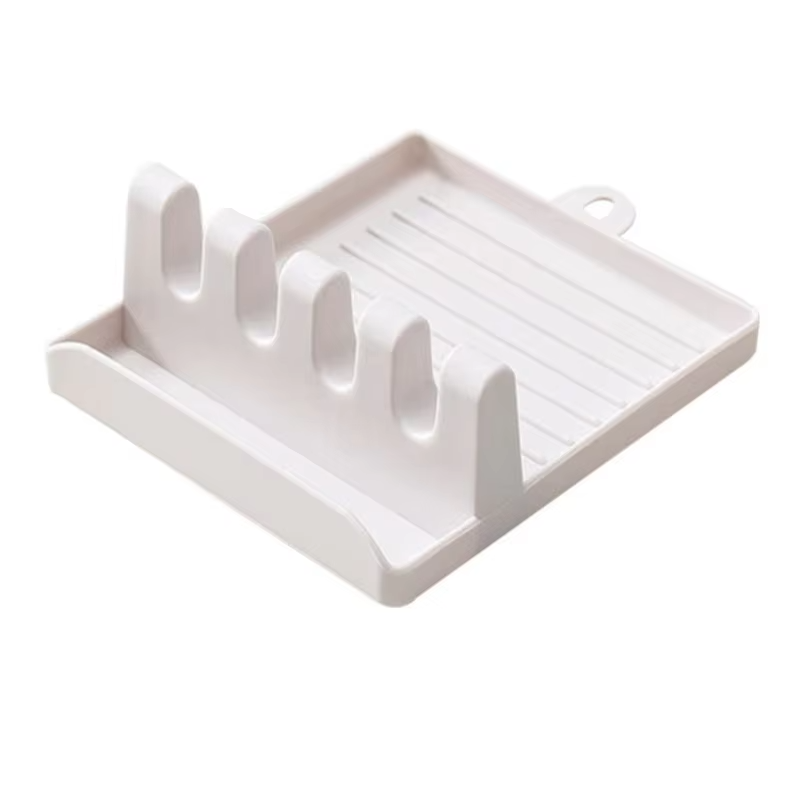Keukenlepelhouders Vork Spatel Rek Plank Organisator Plastic Eetstokjes Houder Antislip Lepels Pad: WIT