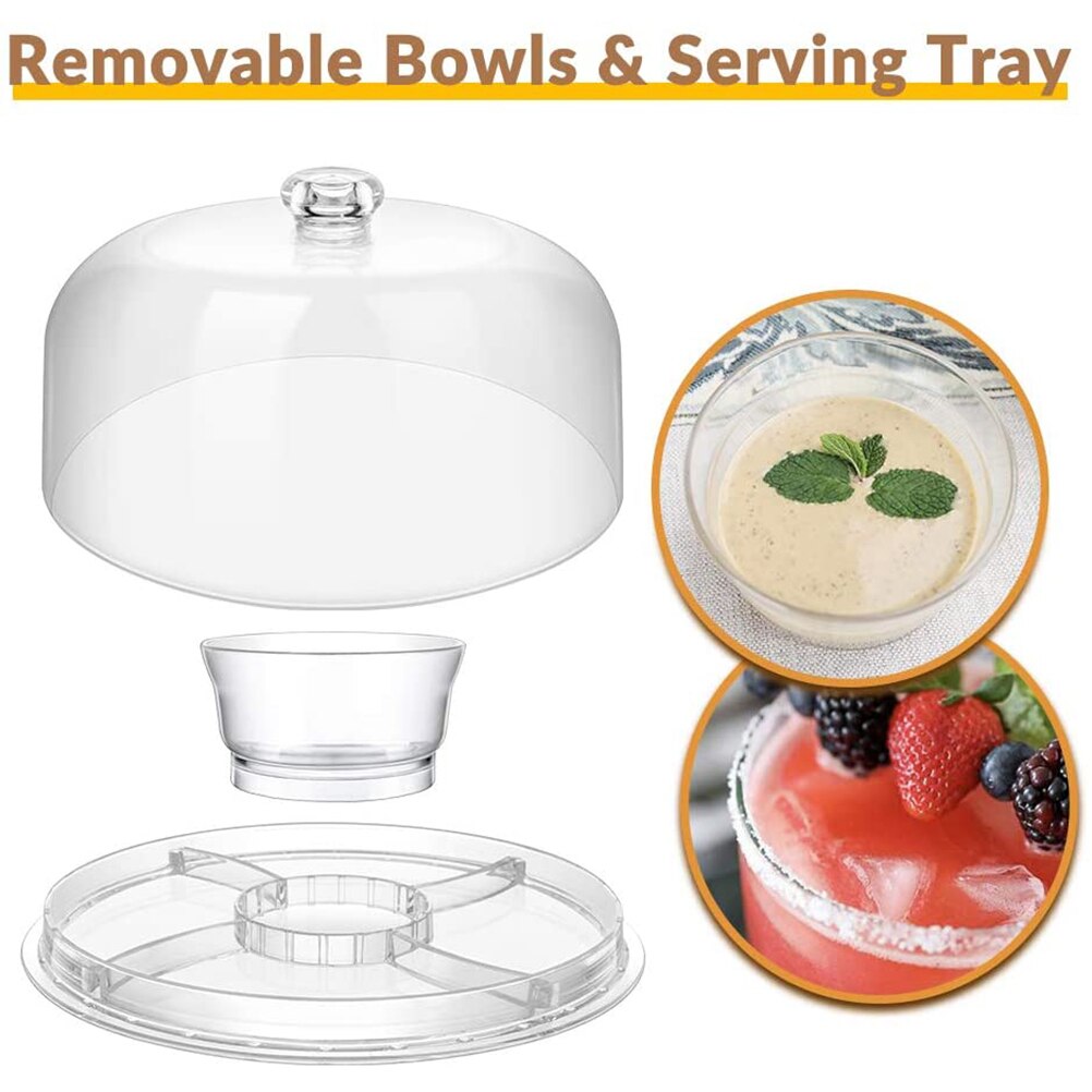 12 Inch Cake Display Plate Stand With Cover Lid Transparent Acrylic Round Dome Big Plastic Snack Serving Trays Party Salad Bowl