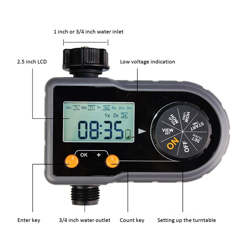 3/4 Inch Electronic Irrigation Controller Irrigation Timer Automatic Drip Watering Device