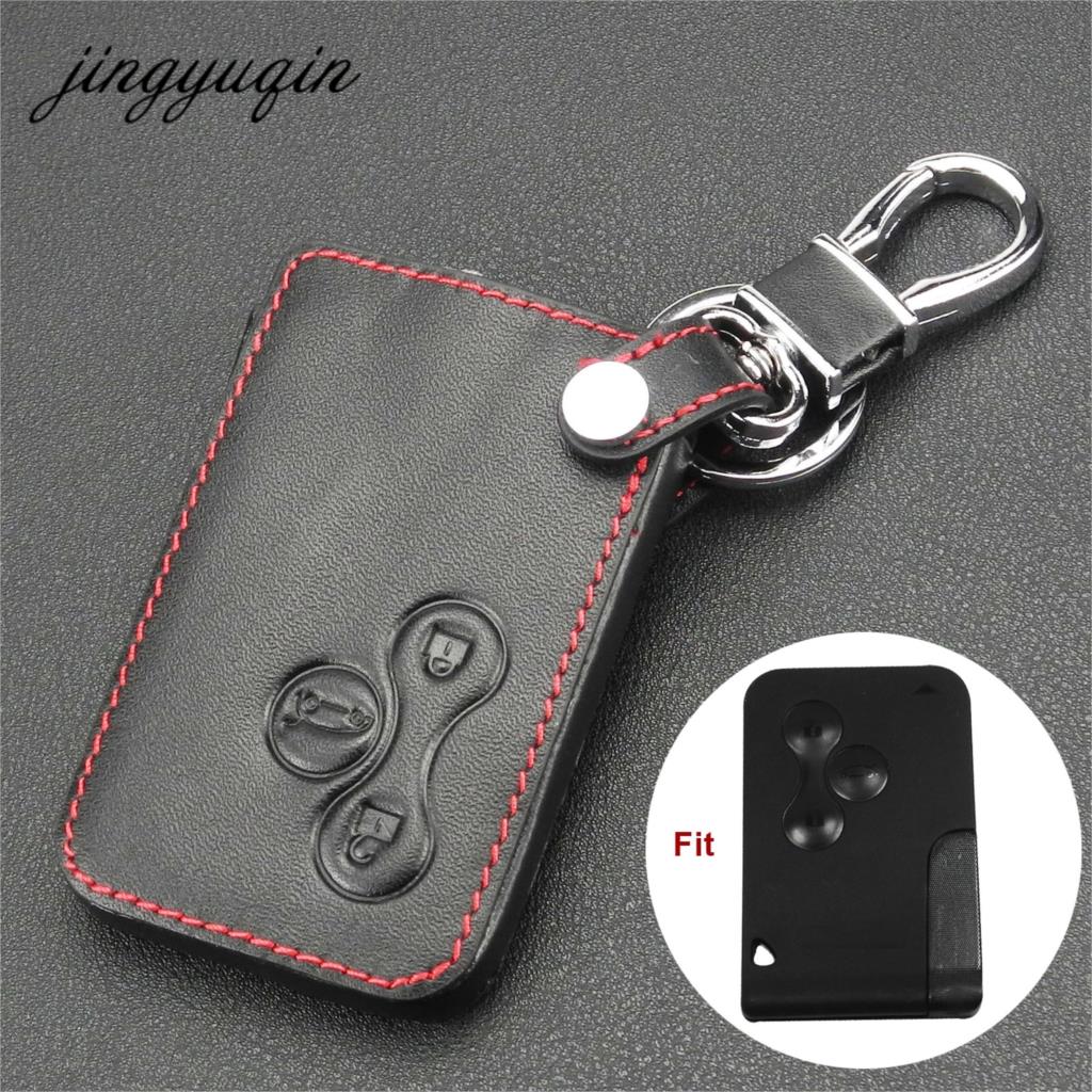 Jingyuqin Smart Key Leather Case voor Renault Megan RS. Scenic Autosleutel Card Cover Bescherming Houder