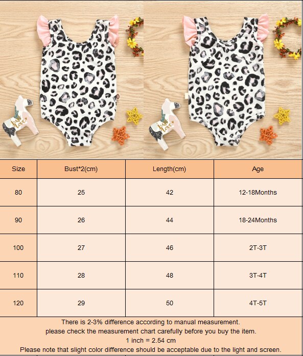 Toddler baby børn pige badetøj sommer leopard trykt flæse bikini ét stykke badedragt strand badedragt svømningstøj