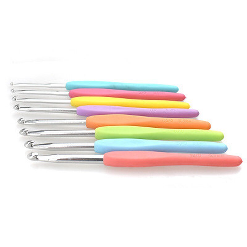 8 Stuks 2.5-6.0Mm Kleurrijke Zachte Plastic Handvat Alumina Haaknaalden Breinaalden Set Gehaakte Handgemaakte Naalden