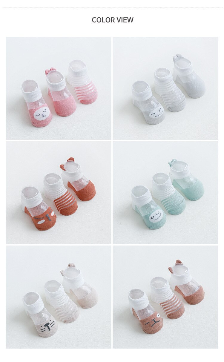 Kindersokken jongens en meisjes katoenen ademende mesh sokken 3 paar / groep lente en zomer babysokken