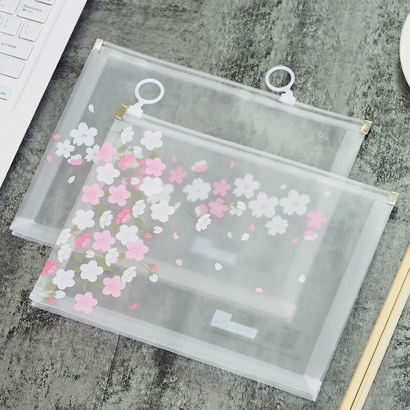 Creatieve Mooie Cherry Sakura PVC Document Zak Map Briefpapier Organizer