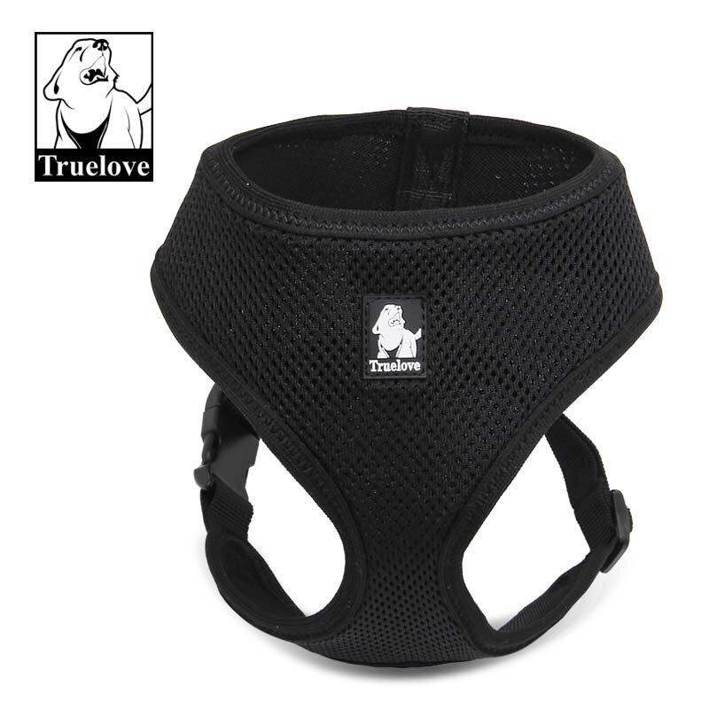 Truelove Puppy Cat Pet Dog Harness Breathable Mesh Nylon dog Harness Strap Soft Walk Vest Collar For Small Medium Size Dog Pets: XS 28-36cm Chest / Black