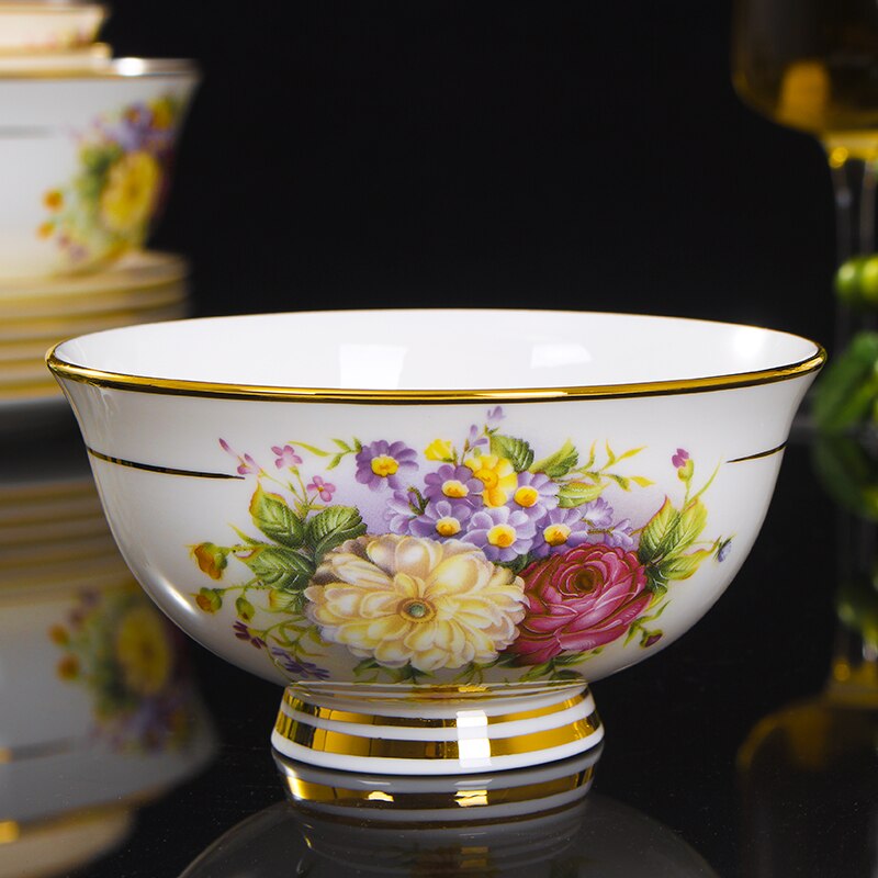 Jingdezhen Keramische Bone China Servies Gerechten Kom Plaat Soep Lepel Westerse Steak Plaat Met Diy Servies