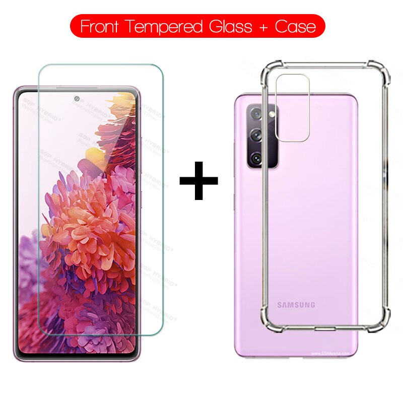 transparent Klar TPU Silikon fallen Für Samsung Galaxis S20 FE Gehärtetem Glas auf Für Galaxis S20FE Kamera Schutz Film Schild: Vorderseite Glas und Fall