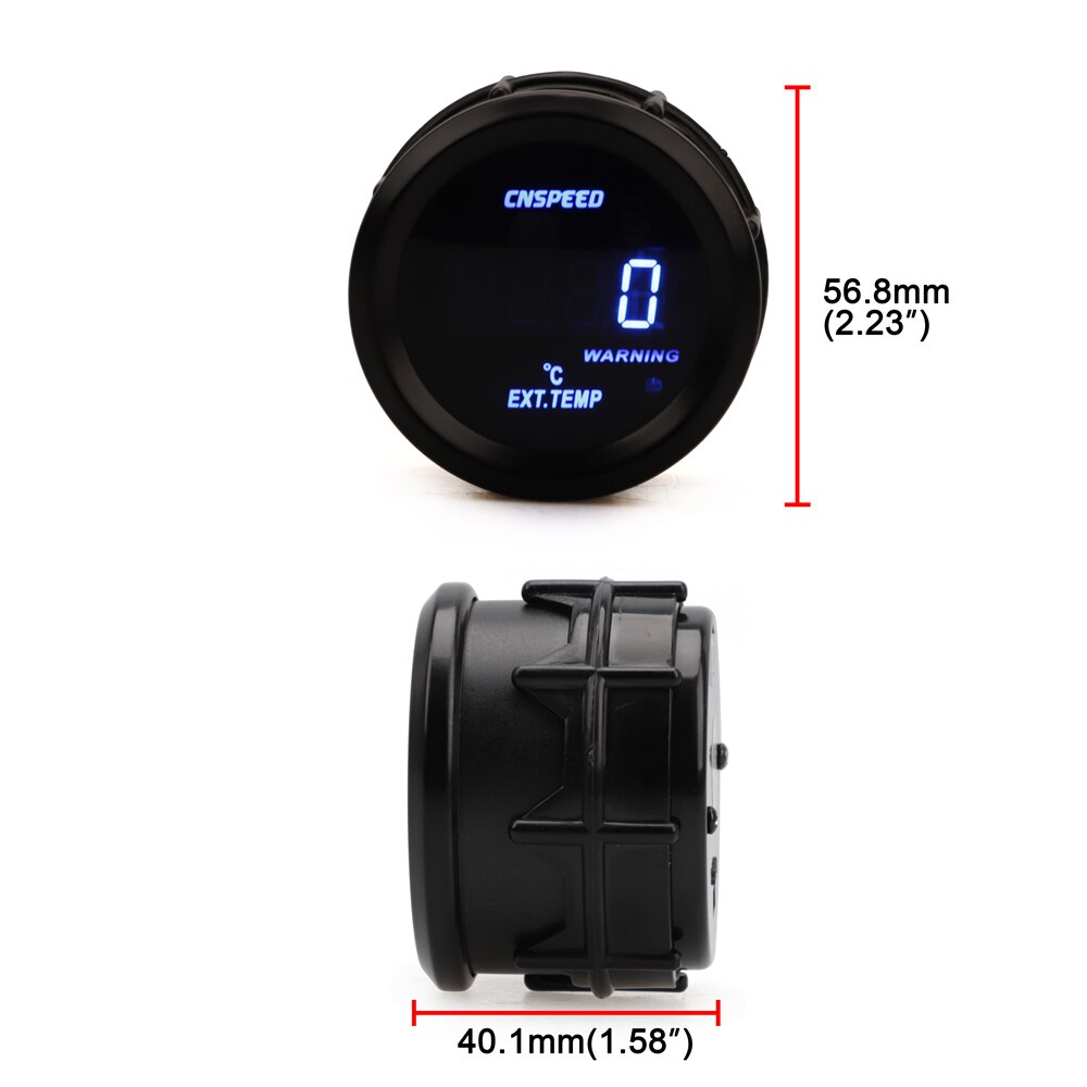 CNSPEED 2" 52mm Exhaust Gas Temperature Gauge Digital Exhaust Gas Temp Gauge Blue Led EGT EXT Gauge Car Meter With Sensor