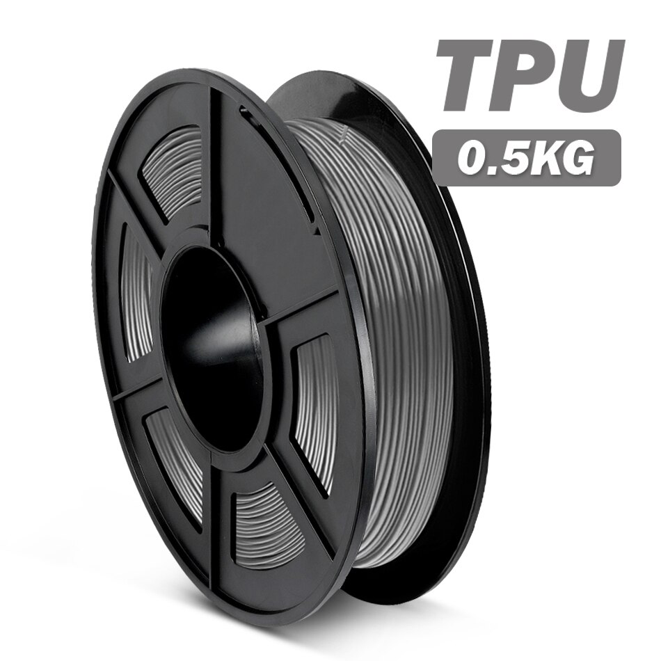 SUNLU TPU Filament 1,75 MM 0,5 kg Hohe Widerstandsfähigkeit flexibel TPU 3d Drucker Filament 100% Keine blasiert: TPU grau