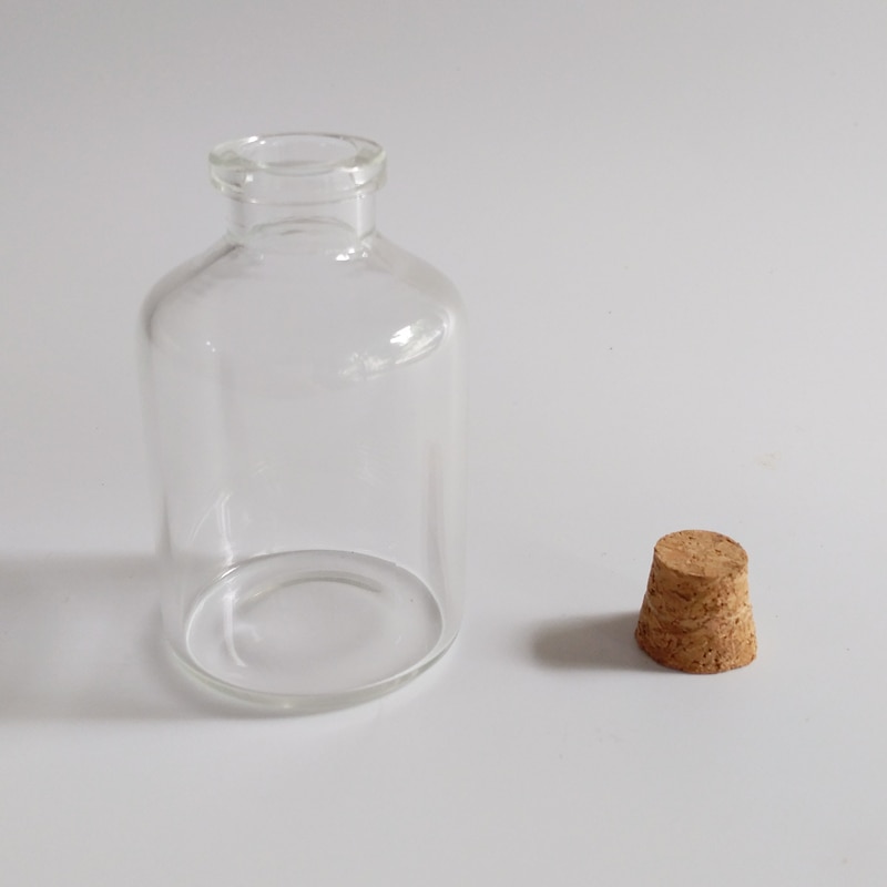 20pcs/lot Glass vials large jar with cork 50ml corked glass bottle 40*63mm decorative bottles