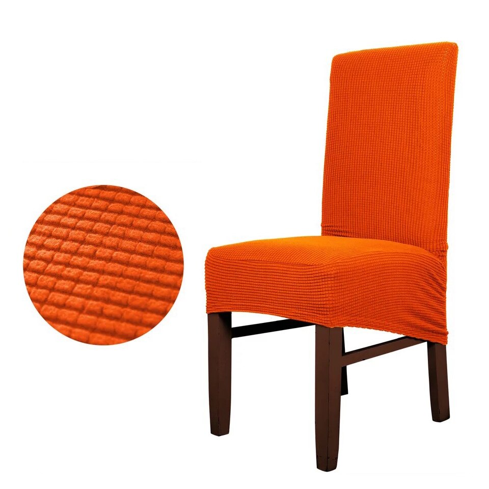 Polyester gitter stolebetræk lang ryg europa stil sæde stole betræk til restaurant hotel fest banket ryg højde 55-70cm: Orange