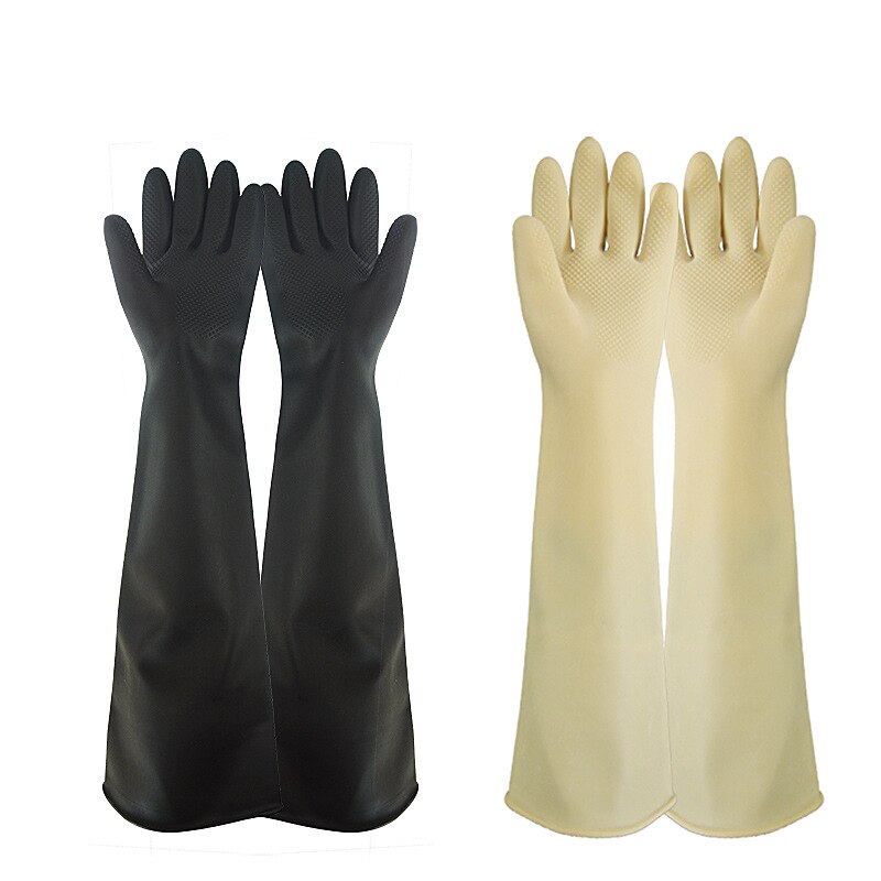 Rubberen Handschoenen Lange Beschermende Latex Handschoenen Slip Alkali Chemische Bescherming Waterdichte Veiligheid Werk Industriële Handschoenen 60Cm