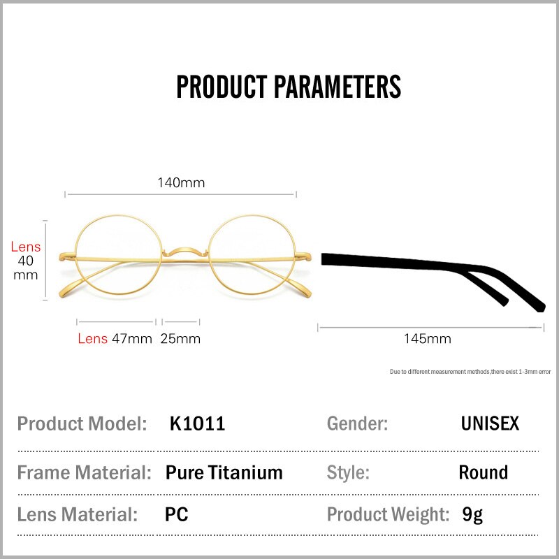 Lunettes rondes en titane pur pour hommes et femmes, rétro japon, myopie, Prescription optique, montures ultralégères, petites lunettes Oculos