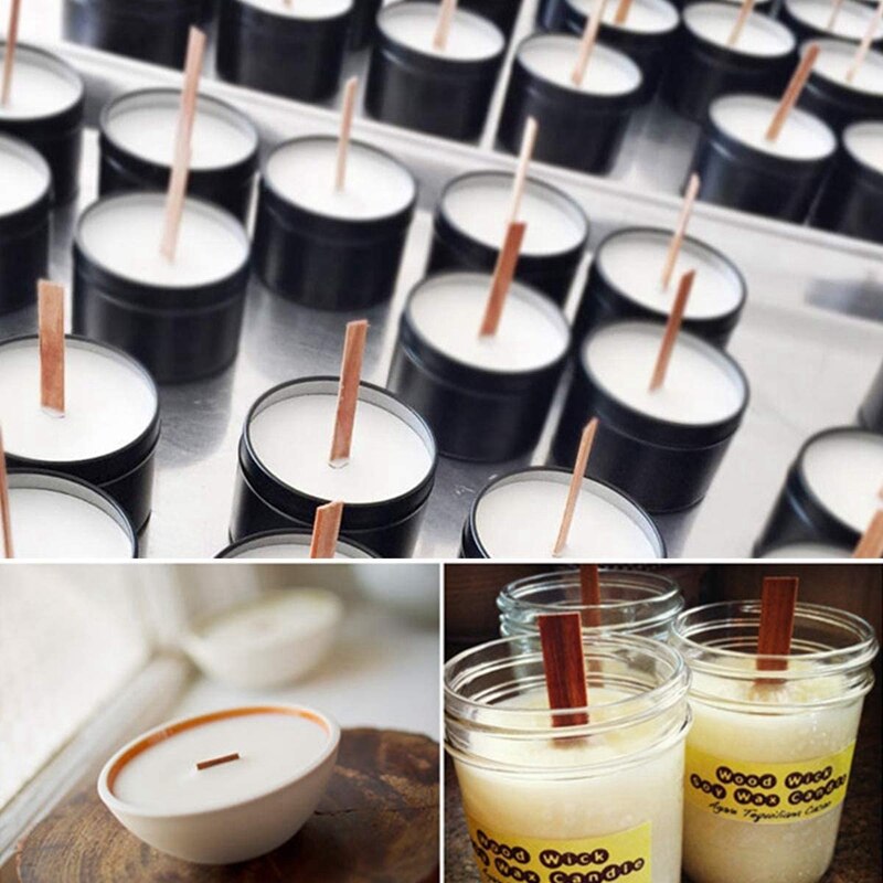 Mechas para velas de madera, mecha de madera Natural con soporte de hierro mecha ambiental para fabricación de velas y velas DIY Craft 12,5x75mm