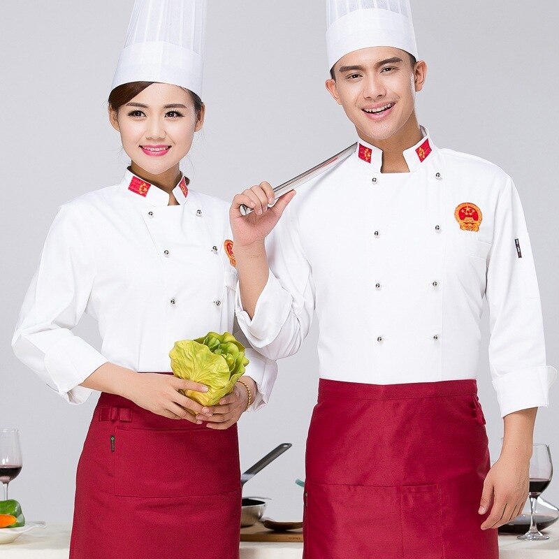 Kokk slitasje langermet uniform kakebakers antrekkbutikk og cateringhotell restaurant kokkuniform pluss størrelse b -5566: 4xl