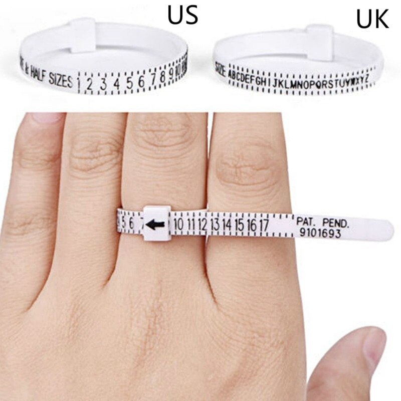 Brand Ring Size Ruler Loop Hand Measure Tool Circle US UK Ring Sizer Measure Finger Gauge For Ring Band Genuine Tester