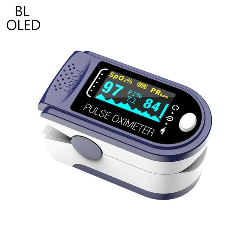 Fingerspids pulsoximetre blodtryk puls spo 2 monitor oled finger oximeter: Blå olieret