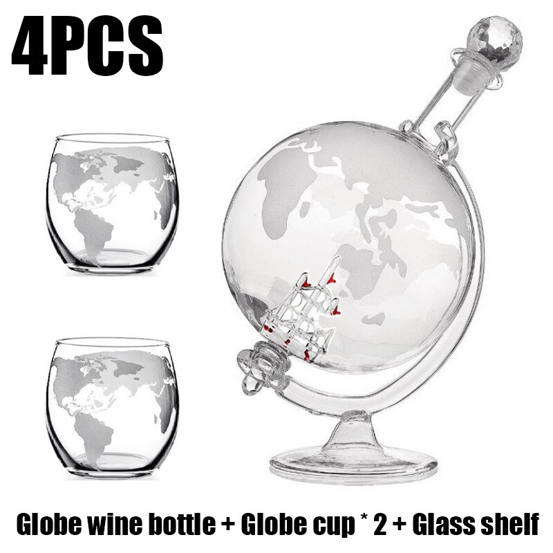 Globus Wein Karaffe Glas Kristall Party Alkohol Spender Bar Glaswaren Wodka Whiskey Karaffe Blei Kostenloser Krug Kreative: Glas Regal setzt