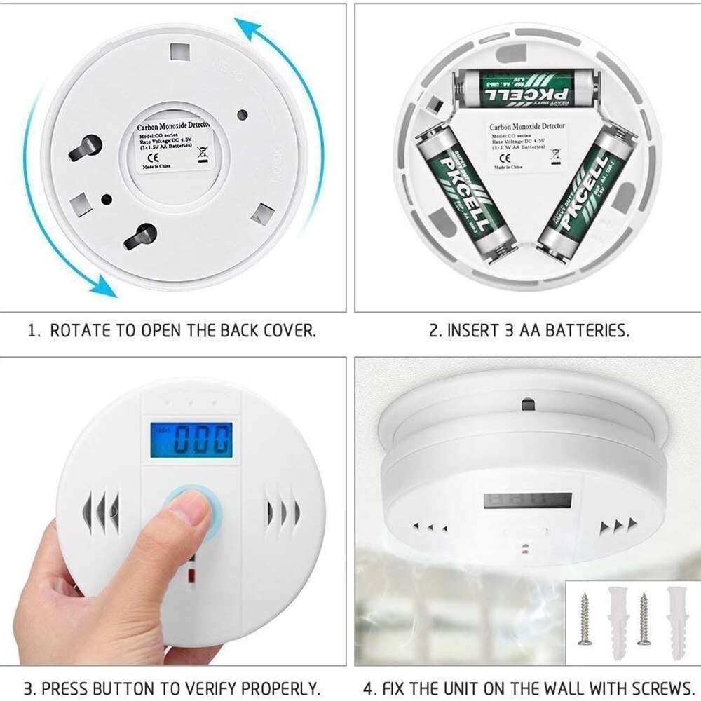 ! Lcd Co Sensor Alleen Werken Ingebouwde Sirene Geluid Onafhankelijke Koolmonoxide Vergiftiging Waarschuwing Alarm Detector