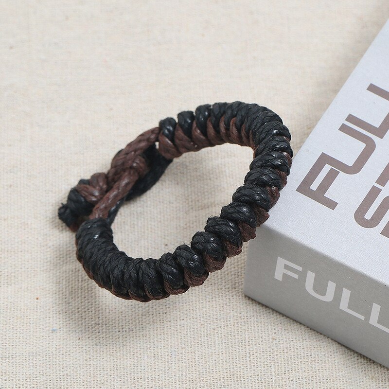 Punk Cotton Rope Braided Bracelet for Men Jewelry Vintage Wrap Wristband Women's Bracelets Hand Strap: Silver Plated