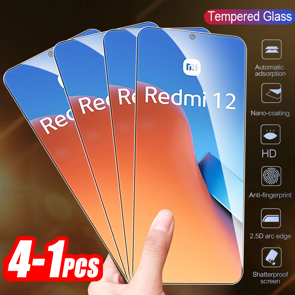 1-4Pcs Full Cover Tempered Glass For Xiaomi Redmi 12 4G Screen Protector Readmi Redmy 12 13 14 15 15C 13C Protective Armor Films
