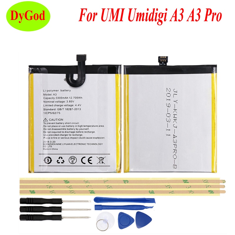 Dygod 3300Mah Voor Umi Umidigi A3 A3 Pro Batterij Vervanging Mobiele Telefoon Li-Polymer Backup Batteria met Gereedschap