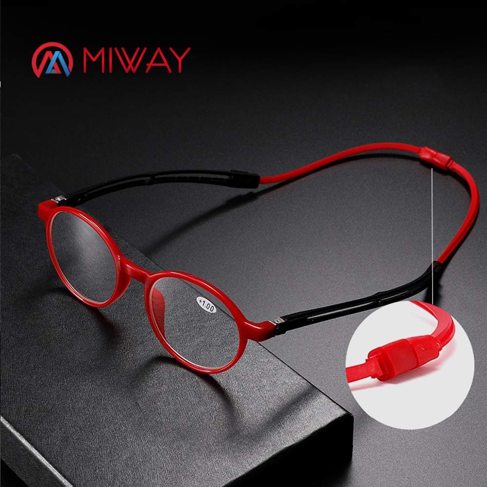 MIWAY unisex Einstellbar Hängenden Hals Brillen Falten Magnet Lesebrille Frau Männer Dioptrien Leser Brillen