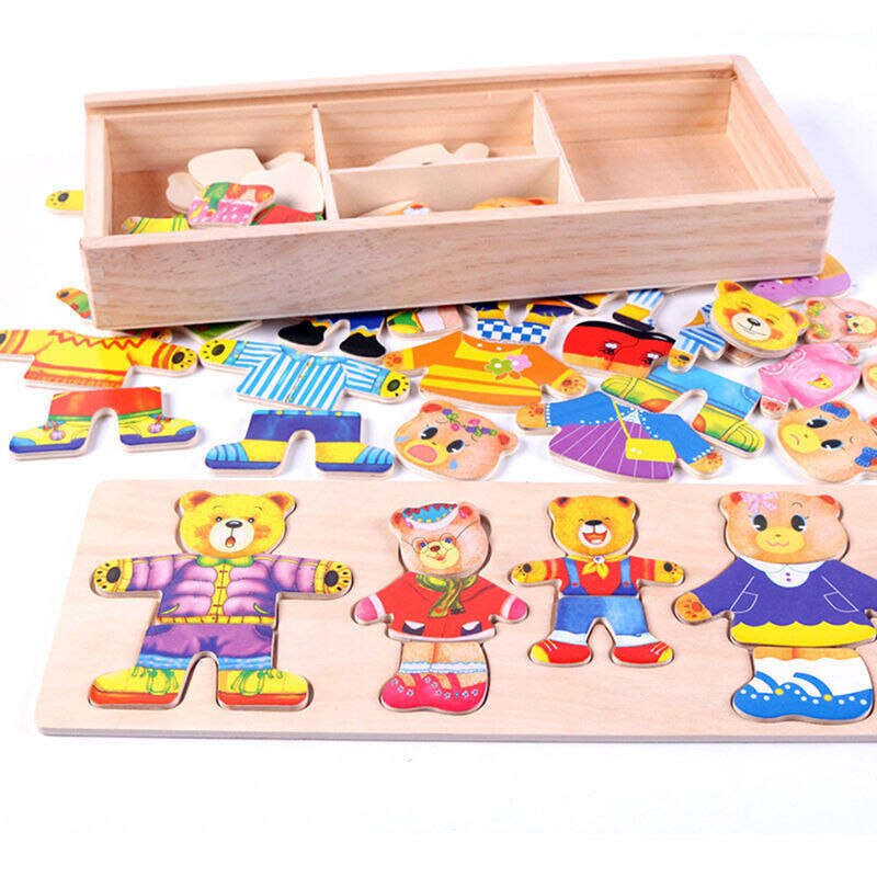 Wooden Dress-Up Puzzle - Toddler Educational Toy - Unisex Wood Craft Game