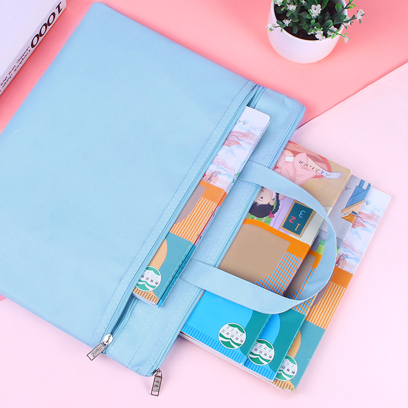 Large Capacity Document Bag File Folder Oxford Cloth Portable Handle Office Briefcase Waterproof Handbag Durable Double Layers