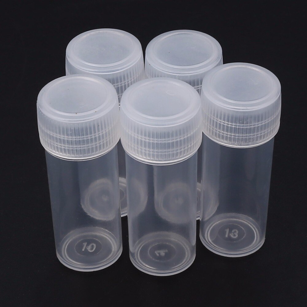 5Pcs 5ml Plastic Sample Bottle Test Small Bottle Tube Mini Bottles Pill Storage Containers White