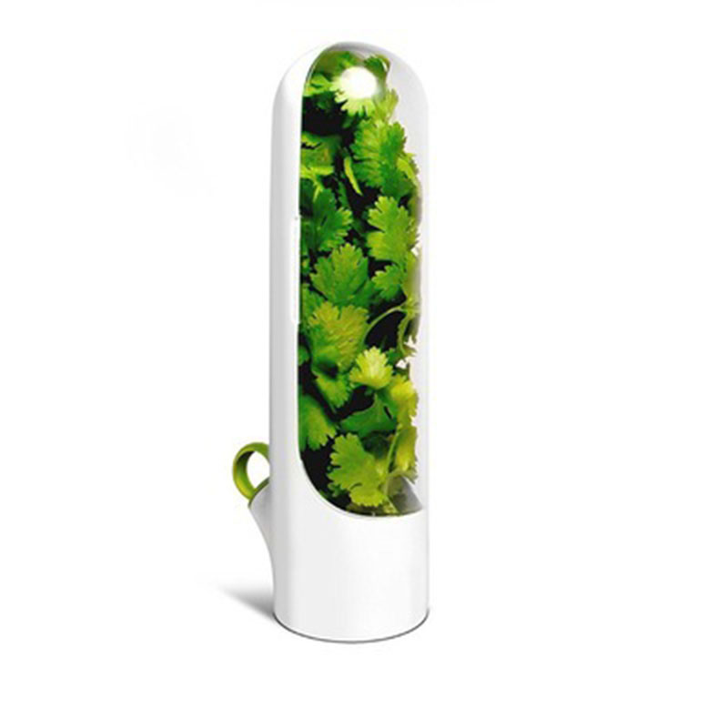 Frigorífico, recipiente para verduras y hierbas, botella de conservación fresca, contenedor de almacenamiento ahorrador para el hogar, suministros de cocina: Blanco