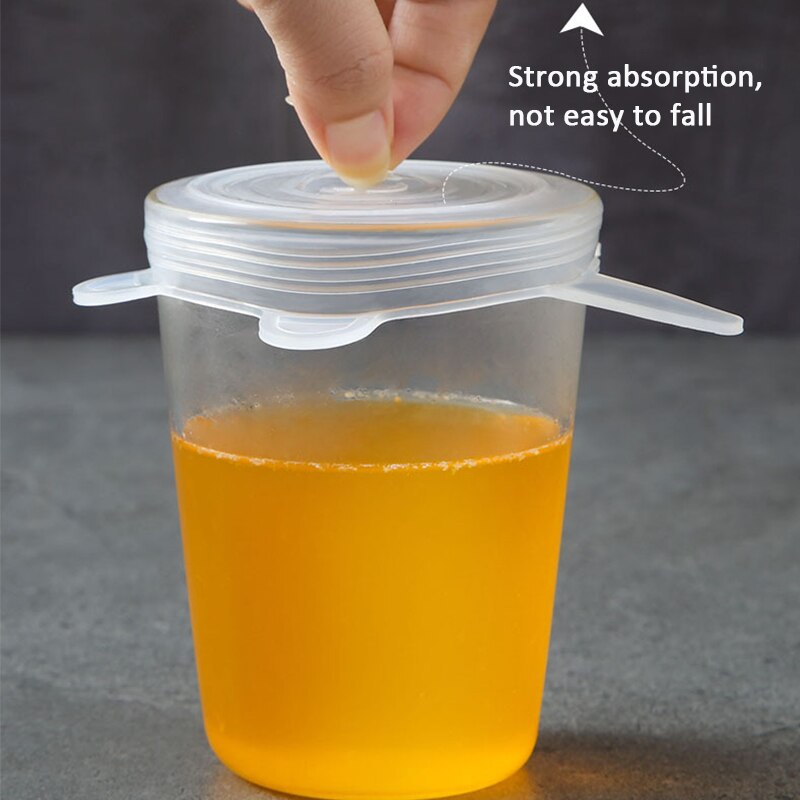 6 stuks/set siliconen rekdeksels universele deksel siliconen kom pot deksel siliconen deksel pan koken voedsel vers deksel magnetron deksel