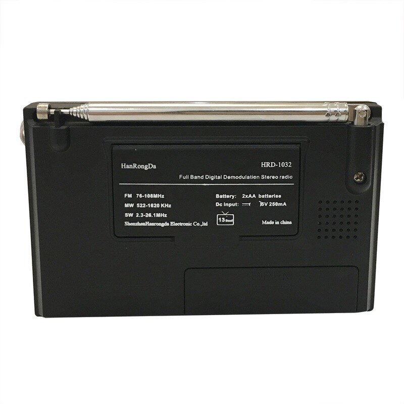 Sintonizador Digital portátil de banda completa, estéreo multibanda MW/AM/FM/SW, Radio de onda corta, receptor de Control REC, DC-5v de potencia de HRD-1032