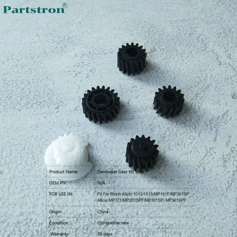 1Set Developer Gear Kit 5Pcs For use in Ricoh 1013 1515 MP161F MP171 MP201SPF MP301SP MP301SPF