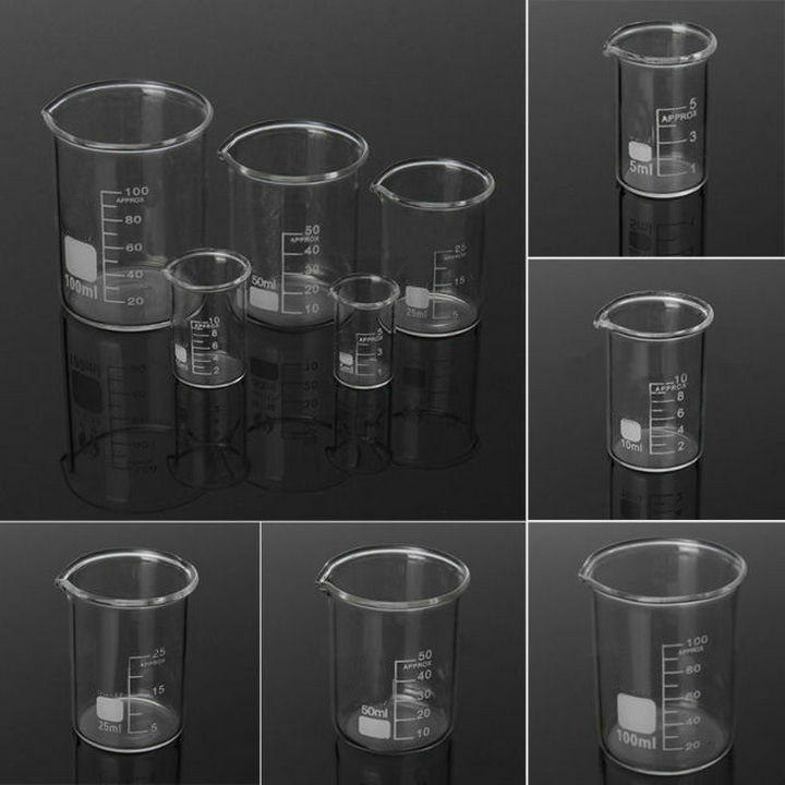 5 sztuk/zestaw pojemność 5/10/25/50/100ml zlewka szklana robić badań laboratoryjnych, miarka, gdzie dokonuje się objętościowego pomiaru wyroby ze szkła robić eksperymentów