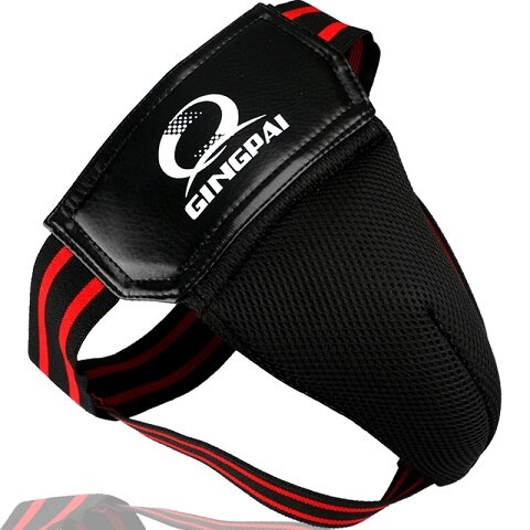 Gingpai Volwassen Mannelijke Sanda Kruis Guard Protector Taekwondo Mma Lies Protector Kick Boksen Bescherming Guard: Black / L