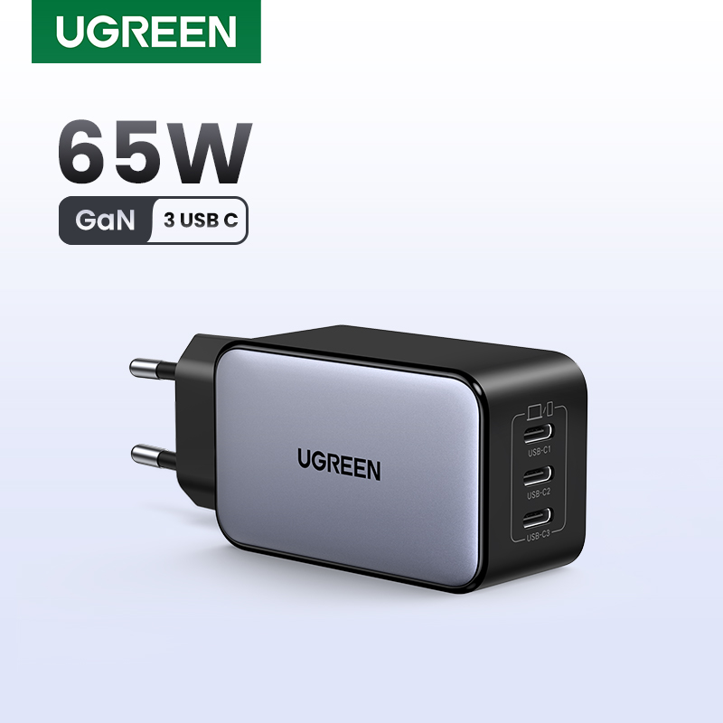 Ugreen 65W Gan Oplader Snel Opladen 4.0 3.0 Pps Pd 3.0 Snellader 3 Usb C Voor Macbook Air Laptops Tablets Iphone 16 15 14 Pro