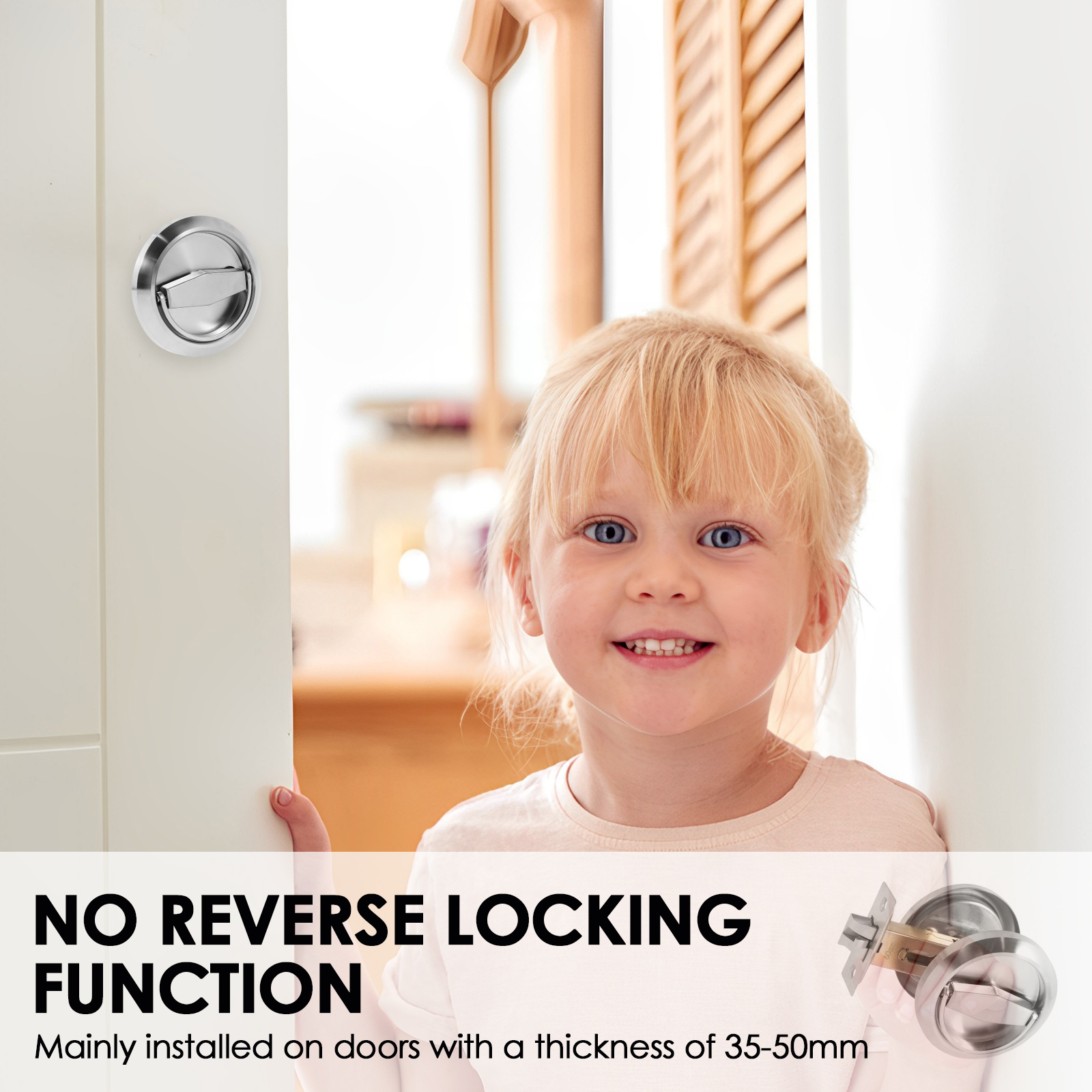 304 Stainless Steel Hidden Door Handle Lock Keyless Recessed Door Lock Single Cylinder Deadbolt Invisible Lock for Furniture