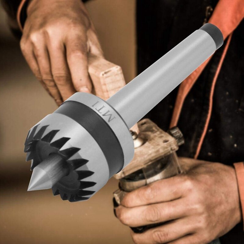 MT1 herramienta de torneado de madera, cojinete de servicio pesado torno de Metal de madera centro en vivo, torno de madera multidiente Drive Centro de resorte punto