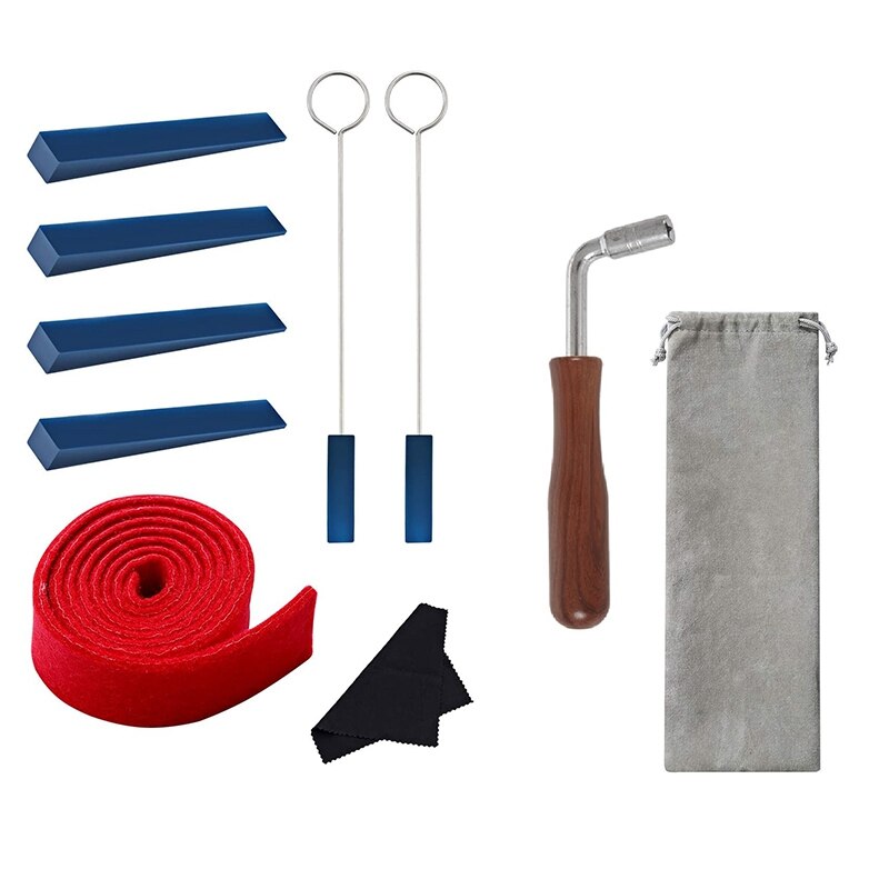 Piano Tuning Kit 10 Pcs Piano Tuning Tool Kit/Piano Tuning Wrench Hammer/Felt Temperament Strip/Rubber Mute: Default Title