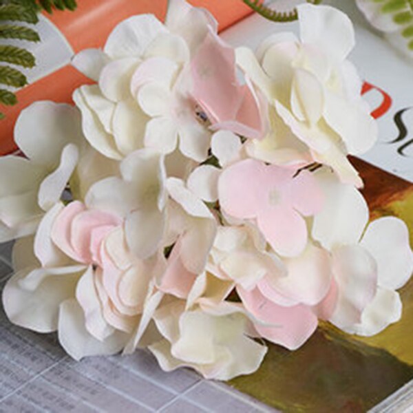Flores artificiais da seda da flor do buquê da hortênsia com haste livre para o presente da decoração do casamento da casa jan88: Light Pink