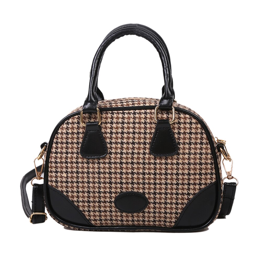 Plaid drucken Schulter Taschen Frauen Kupplung Jahrgang Weibliche PU Tuch Damen Umhängetaschen bolsos de hombro de las mujeres: schwarz