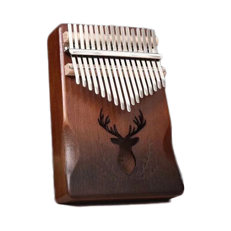 Kalimba Daumen Klavier 17 Schlüssel Mahagoni Finger Klavier Hinweis Geschnitzt mit Lernen Anweisung und Melodie Hammer Hirsch aufbringen Holz Farbe: Holz Farbe 3