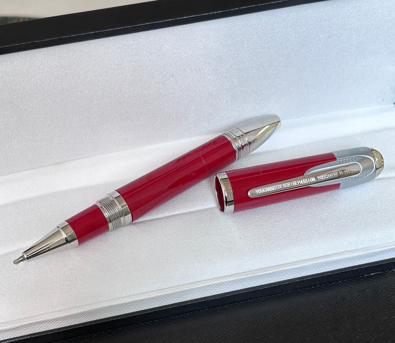 Collection MB Enz Feri Famous Red Fountain Pen Hollow-Carved Office Writing with Serial Number Rollerball Pen