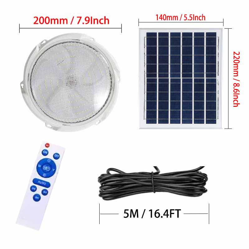 1 Juego de luces LED solares para balcón, iluminación para exteriores, jardín, porche, Control remoto de ahorro de energía, luces solares impermeables: Amarillo claro